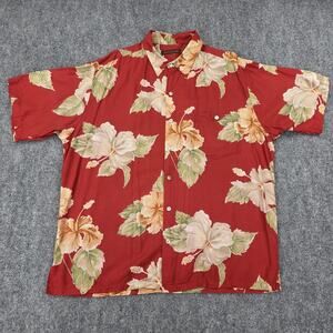 Tori Richard Shirt Mens XL Floral Hawaiian Hibiscus Button Up Made in USA Tropic
